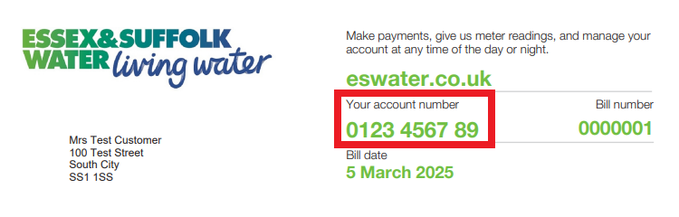 ESW bill cropped highlighting account number